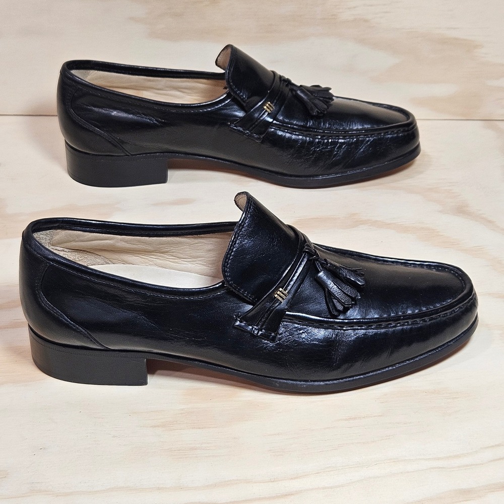 Brass Boot Nunn Bush Mens 10 M Black Leather Tassel Loafers Made in Italy 92313